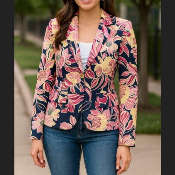Tailor New York Jackets & Blazers - Tailor New York Floral‎ Peony Pink & Navy Blazer